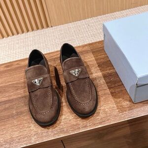Prada Chocolate Suede Loafers